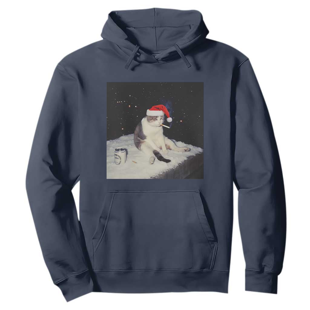 Funny Smoking Cat Christmas Meme Hoodie TS14 Navy Print Your Wear