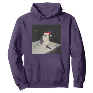 Funny Smoking Cat Christmas Meme Hoodie TS14 Purple Print Your Wear