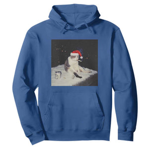 Funny Smoking Cat Christmas Meme Hoodie TS14 Royal Blue Print Your Wear