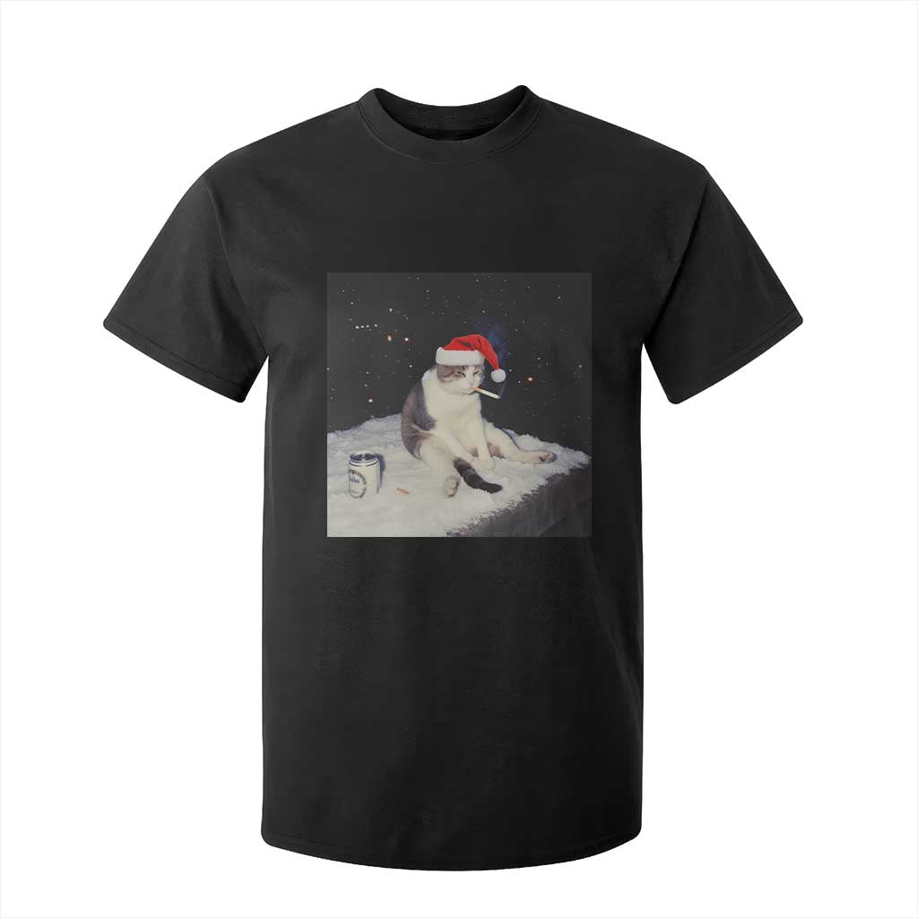 Funny Smoking Cat Christmas Meme T Shirt For Kid TS14 Black Print Your Wear