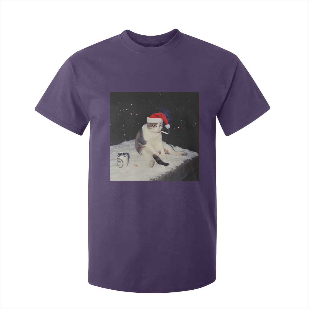 Funny Smoking Cat Christmas Meme T Shirt For Kid TS14 Purple Print Your Wear