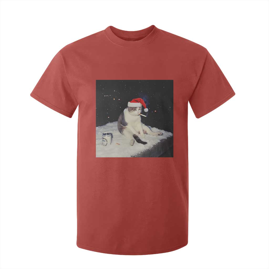 Funny Smoking Cat Christmas Meme T Shirt For Kid TS14 Red Print Your Wear