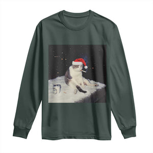 Funny Smoking Cat Christmas Meme Long Sleeve Shirt TS14 Dark Forest Green Print Your Wear