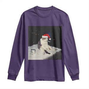 Funny Smoking Cat Christmas Meme Long Sleeve Shirt TS14 Purple Print Your Wear
