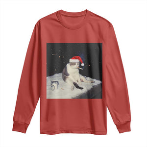 Funny Smoking Cat Christmas Meme Long Sleeve Shirt TS14 Red Print Your Wear