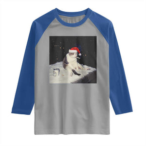 Funny Smoking Cat Christmas Meme Raglan Shirt TS14 Sport Gray Royal Print Your Wear