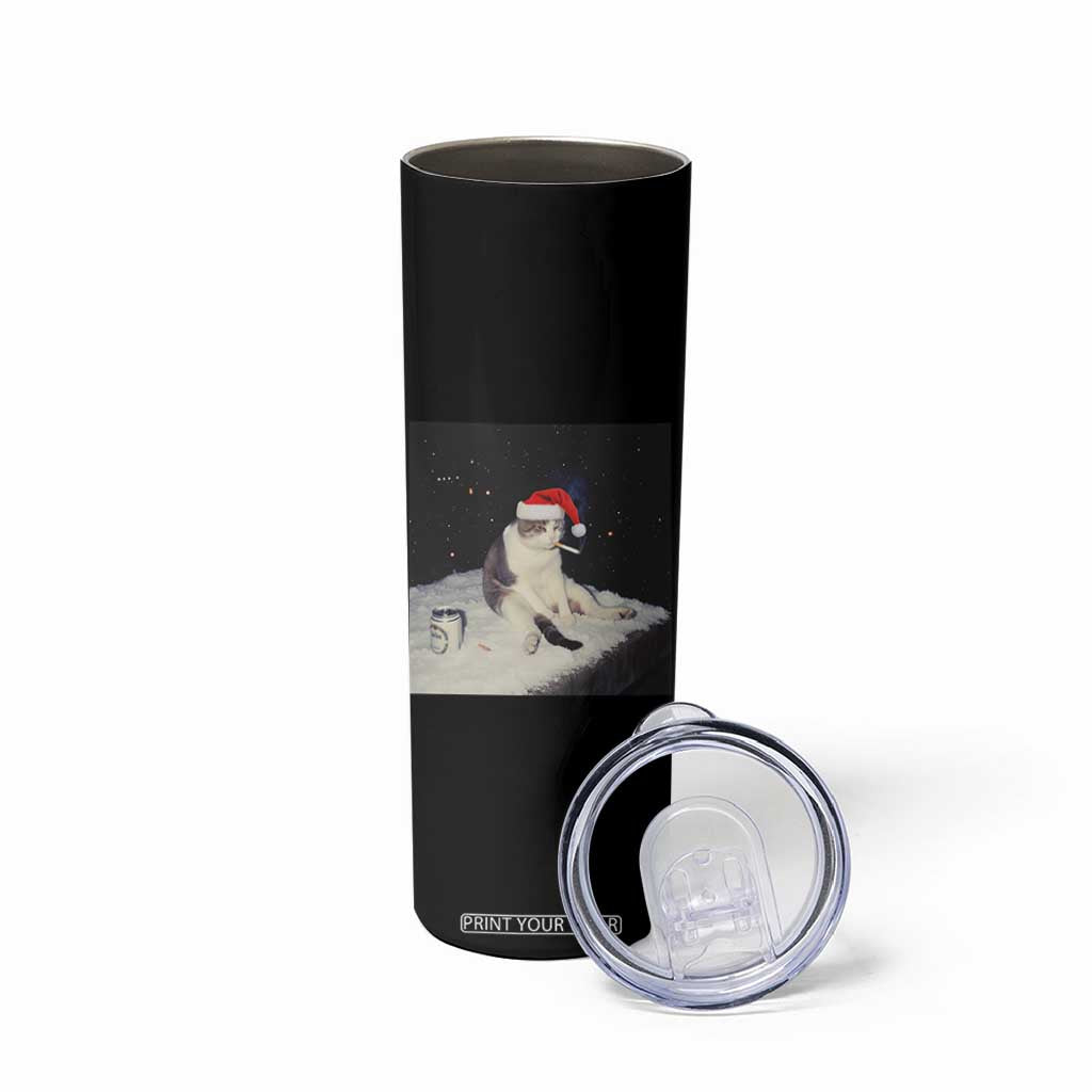 Funny Smoking Cat Christmas Meme Skinny Tumbler TS14 Print Your Wear