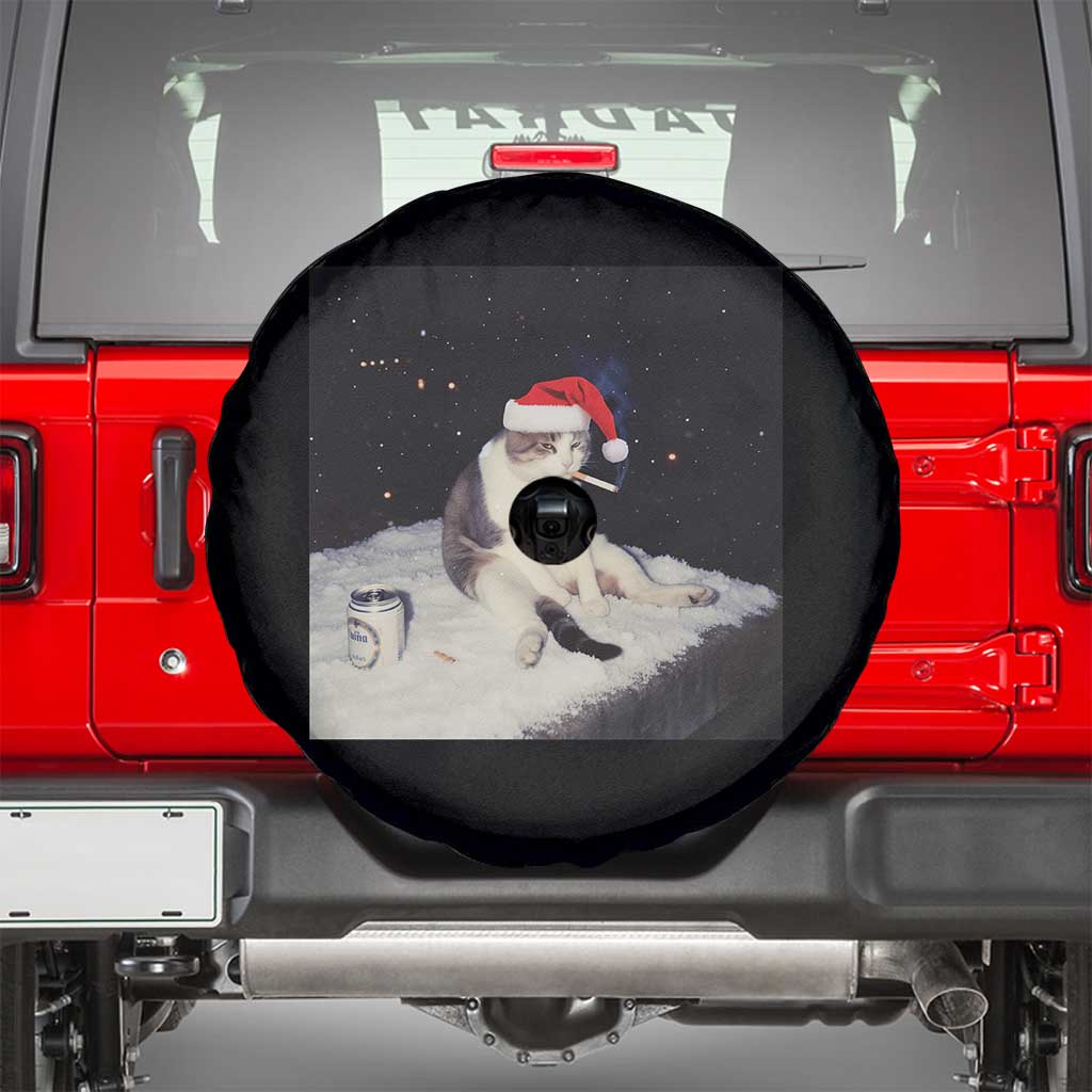 Funny Smoking Cat Christmas Meme Spare Tire Cover TS14 Black Print Your Wear