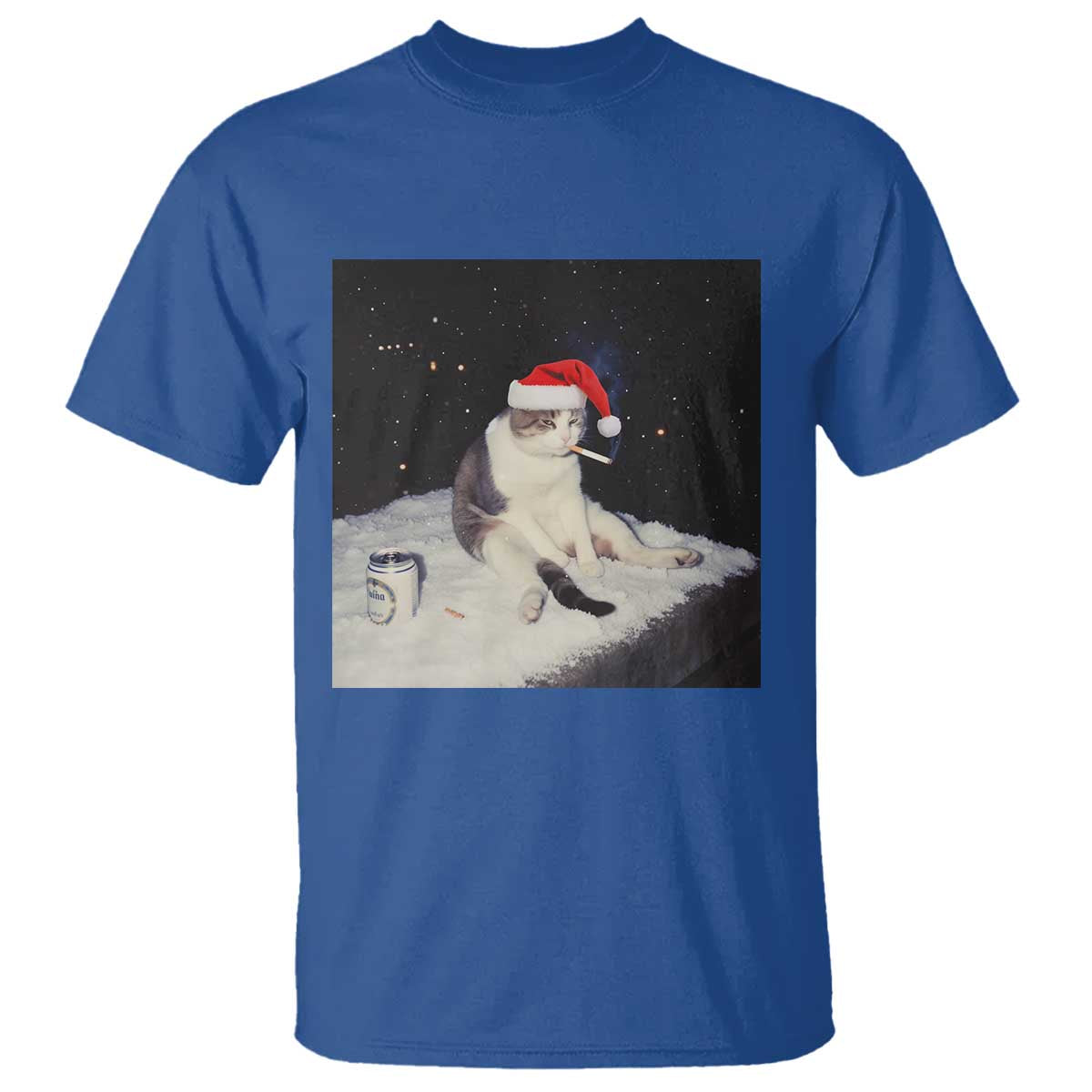 Funny Smoking Cat Christmas Meme T Shirt TS14 Royal Blue Print Your Wear