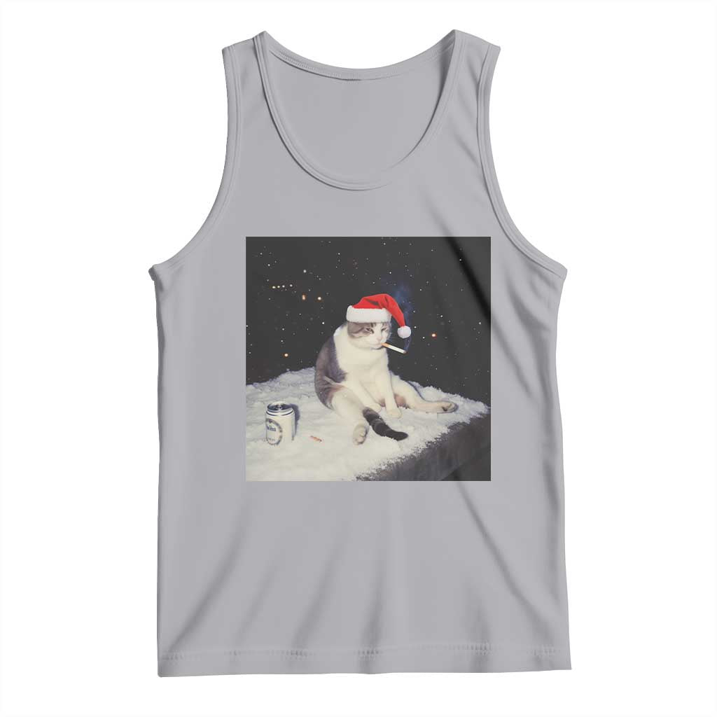 Funny Smoking Cat Christmas Meme Tank Top TS14 Athletic Heather Print Your Wear