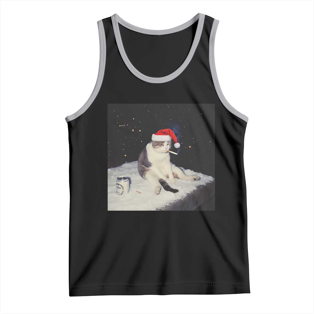 Funny Smoking Cat Christmas Meme Tank Top TS14 Black Athletic Heather Print Your Wear