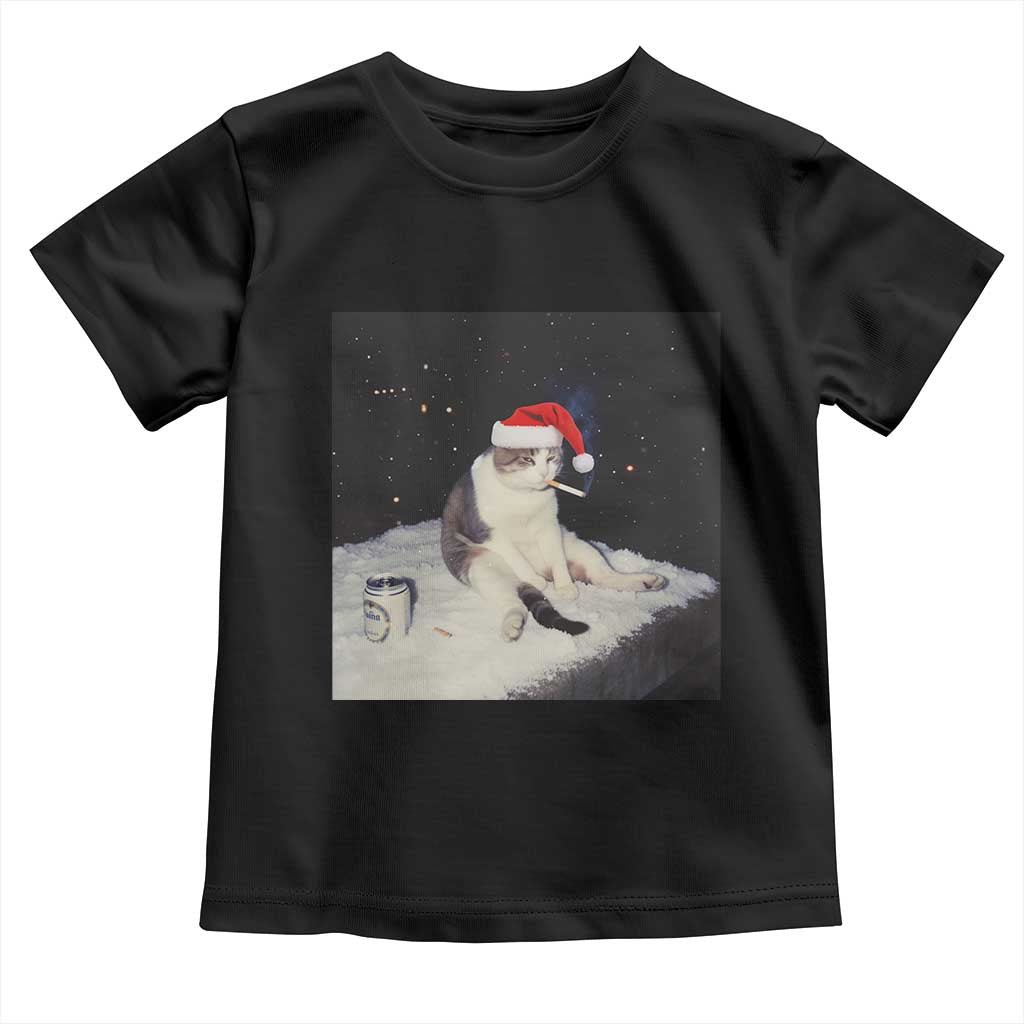 Funny Smoking Cat Christmas Meme Toddler T Shirt TS14 Black Print Your Wear