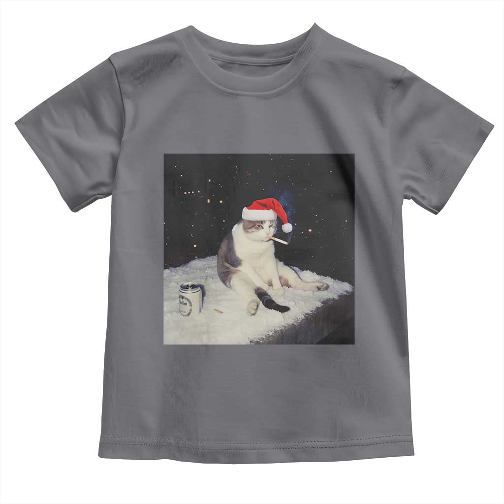 Funny Smoking Cat Christmas Meme Toddler T Shirt TS14 Charcoal Print Your Wear