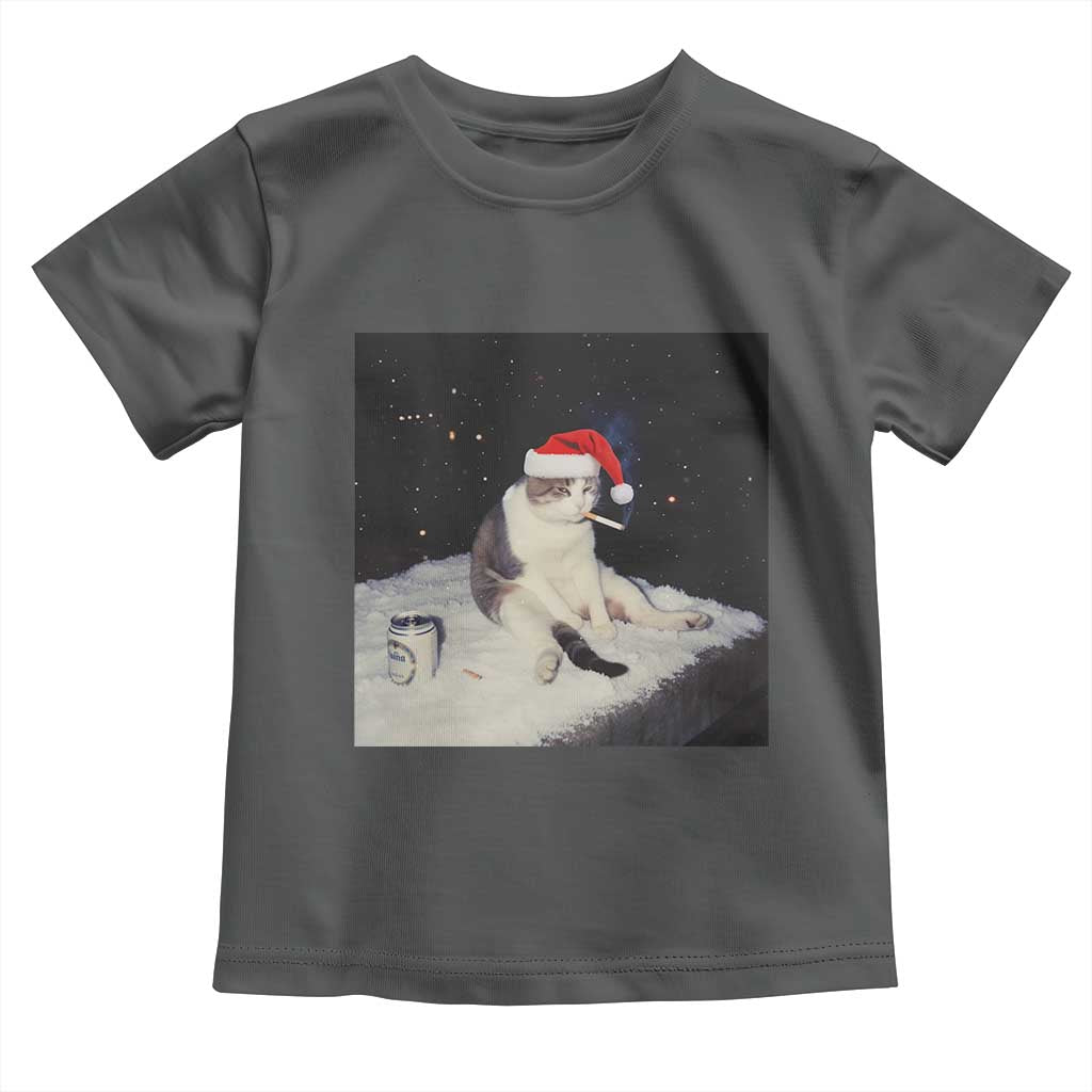 Funny Smoking Cat Christmas Meme Toddler T Shirt TS14 Dark Heather Print Your Wear