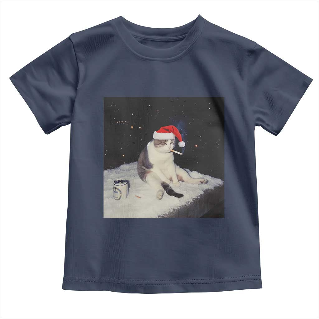 Funny Smoking Cat Christmas Meme Toddler T Shirt TS14 Navy Print Your Wear