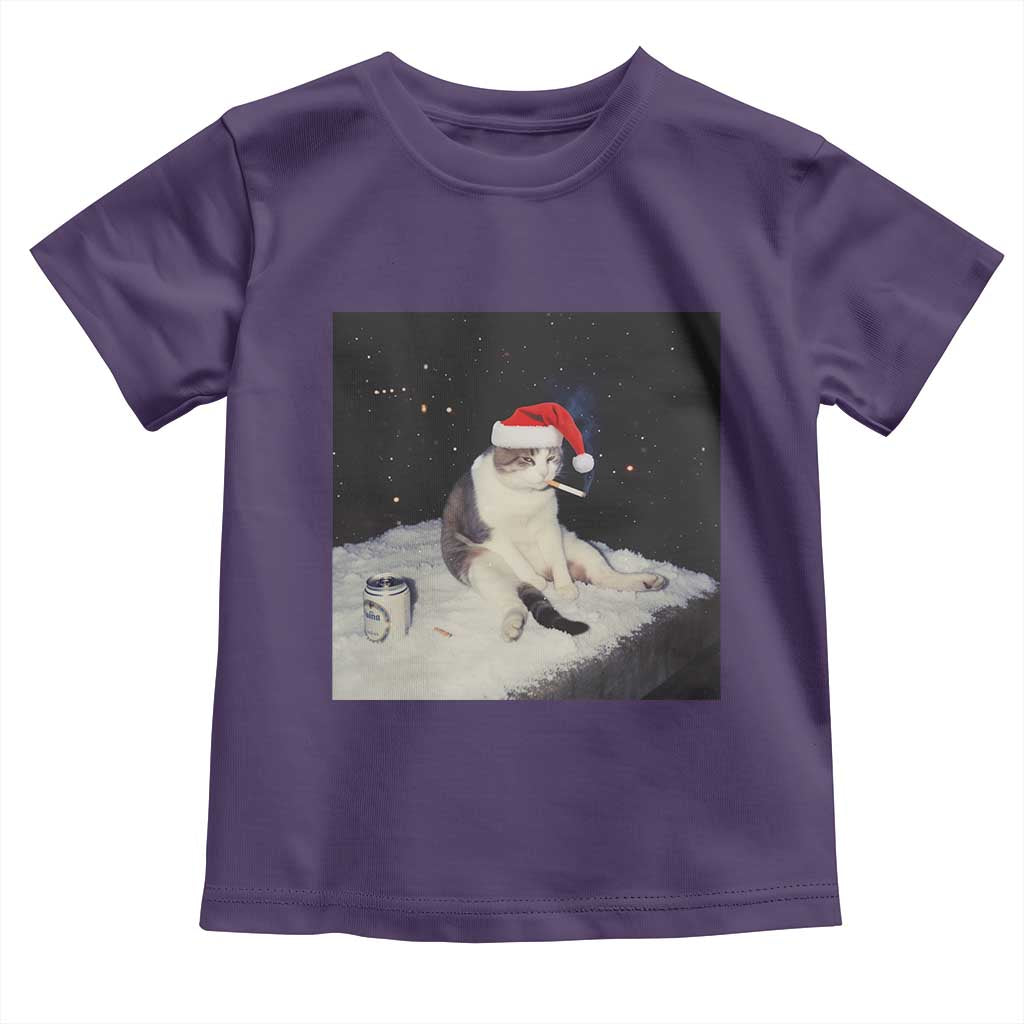 Funny Smoking Cat Christmas Meme Toddler T Shirt TS14 Purple Print Your Wear