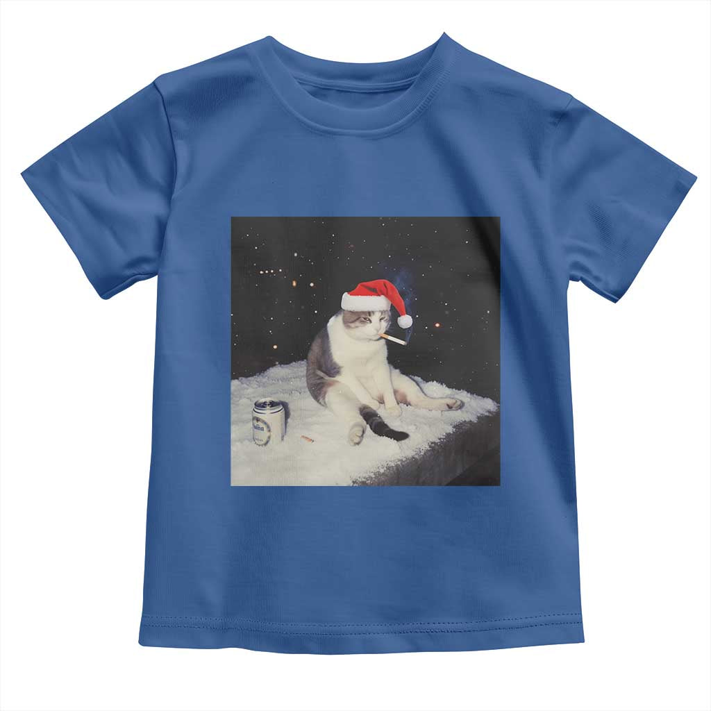 Funny Smoking Cat Christmas Meme Toddler T Shirt TS14 Royal Blue Print Your Wear