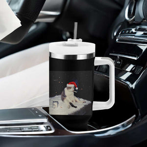 Funny Smoking Cat Christmas Meme Tumbler With Handle TS14 Print Your Wear