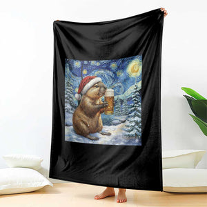 Otter Beer Christmas Throw Blanket Starry Night Van Gogh TS14 Print Your Wear
