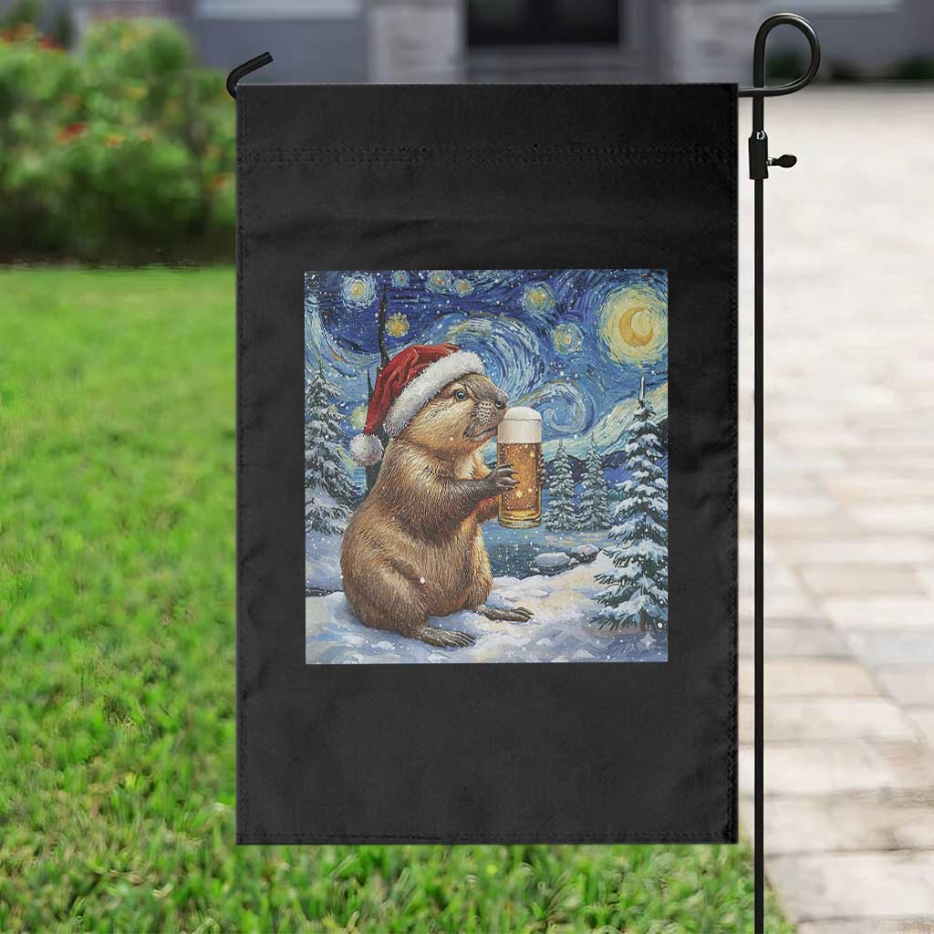 Otter Beer Christmas Garden Flag Starry Night Van Gogh TS14 Print Your Wear