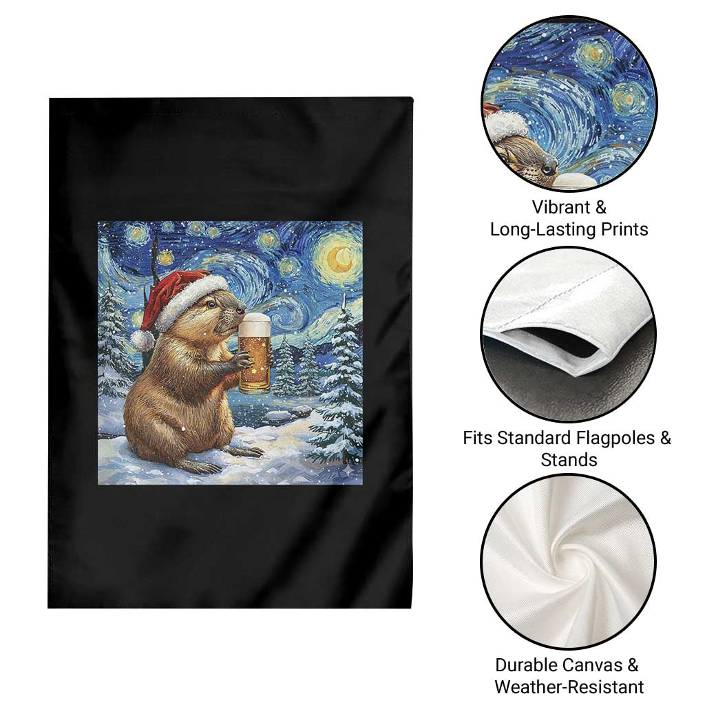 Otter Beer Christmas Garden Flag Starry Night Van Gogh TS14 Print Your Wear