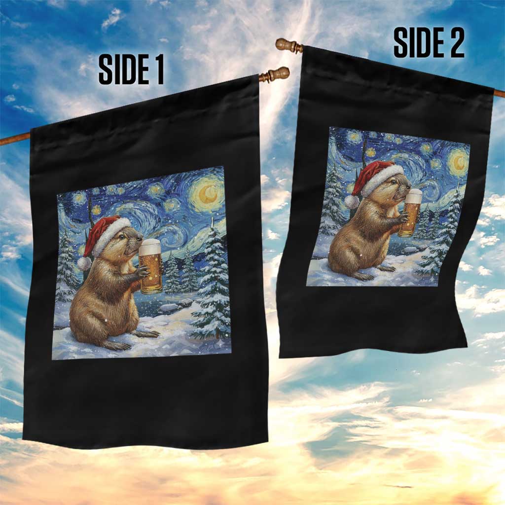 Otter Beer Christmas Garden Flag Starry Night Van Gogh TS14 Print Your Wear