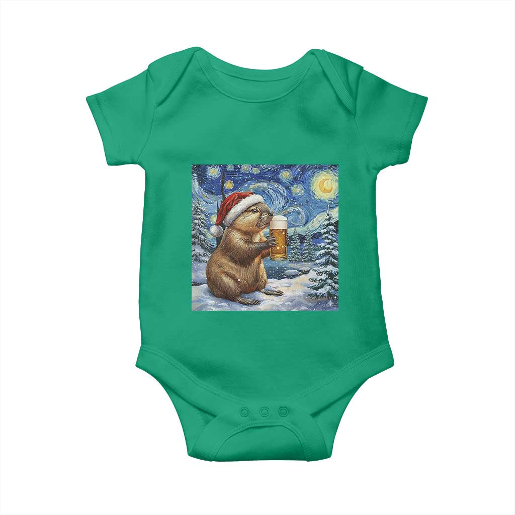 Otter Beer Christmas Baby Onesie Starry Night Van Gogh TS14 Irish Green Print Your Wear