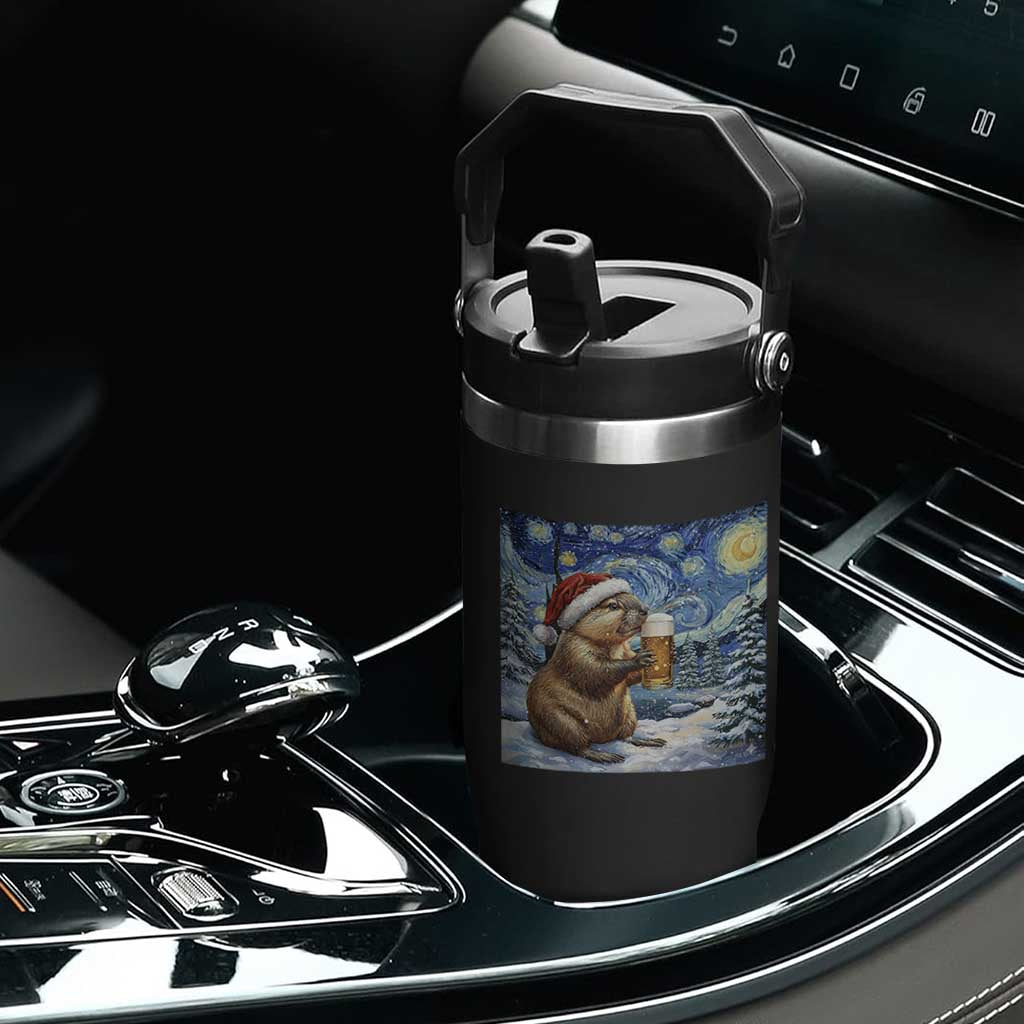 Otter Beer Christmas Flip Straw Tumbler Starry Night Van Gogh TS14 Print Your Wear