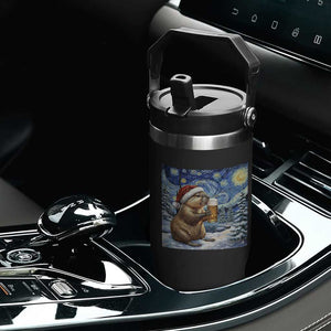Otter Beer Christmas Flip Straw Tumbler Starry Night Van Gogh TS14 Print Your Wear