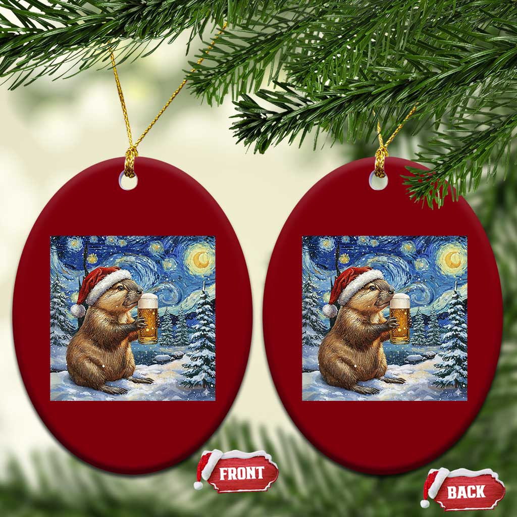 Otter Beer Xmas Ceramic Ornament Starry Night Van Gogh TS14 Print Your Wear