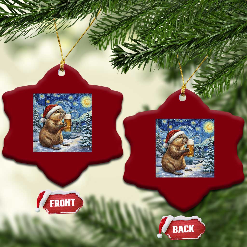 Otter Beer Xmas Ceramic Ornament Starry Night Van Gogh TS14 Print Your Wear