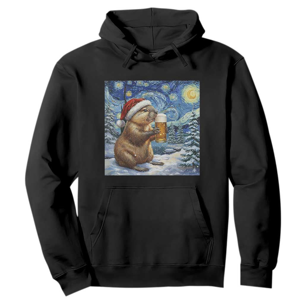 Otter Beer Christmas Hoodie Starry Night Van Gogh TS14 Black Print Your Wear