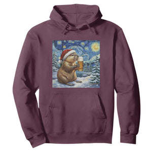 Otter Beer Christmas Hoodie Starry Night Van Gogh TS14 Maroon Print Your Wear