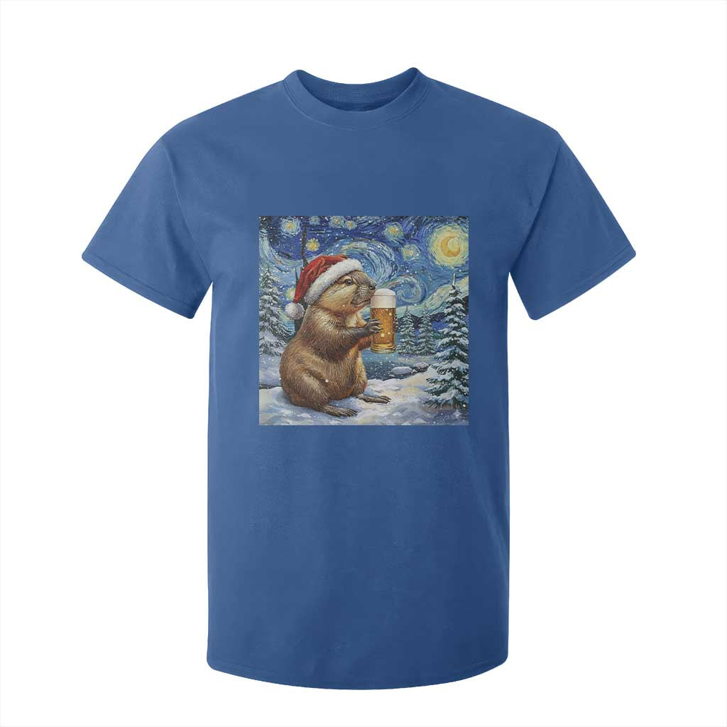 Otter Beer Christmas T Shirt For Kid Starry Night Van Gogh TS14 Royal Blue Print Your Wear