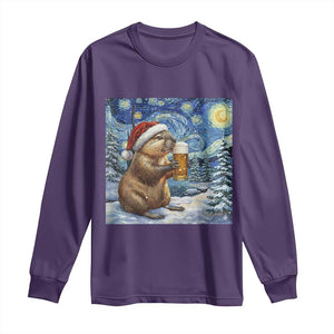 Otter Beer Christmas Long Sleeve Shirt Starry Night Van Gogh TS14 Purple Print Your Wear