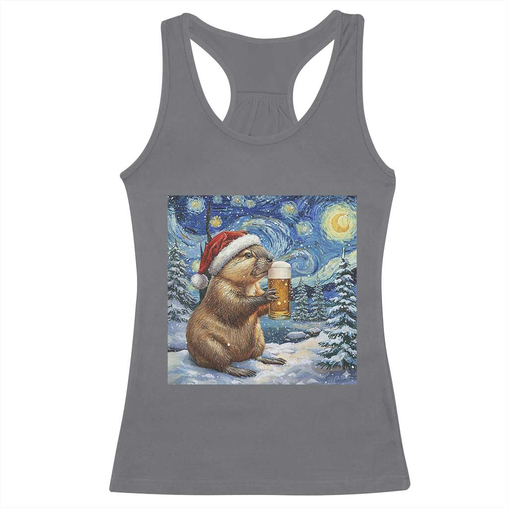 Otter Beer Christmas Racerback Tank Top Starry Night Van Gogh TS14 Charcoal Print Your Wear