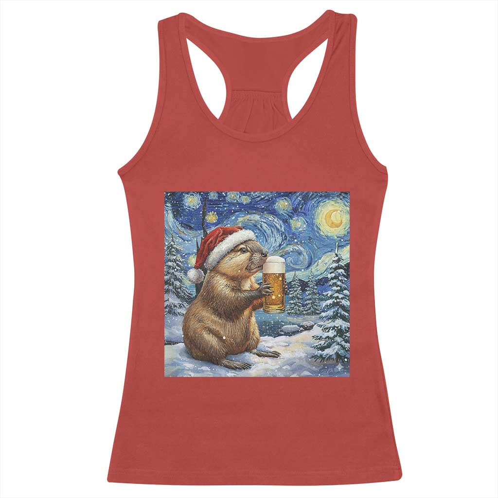 Otter Beer Christmas Racerback Tank Top Starry Night Van Gogh TS14 Red Print Your Wear
