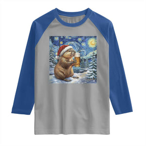 Otter Beer Christmas Raglan Shirt Starry Night Van Gogh TS14 Sport Gray Royal Print Your Wear