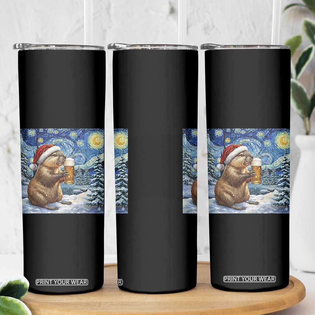 Otter Beer Christmas Skinny Tumbler Starry Night Van Gogh TS14 Print Your Wear