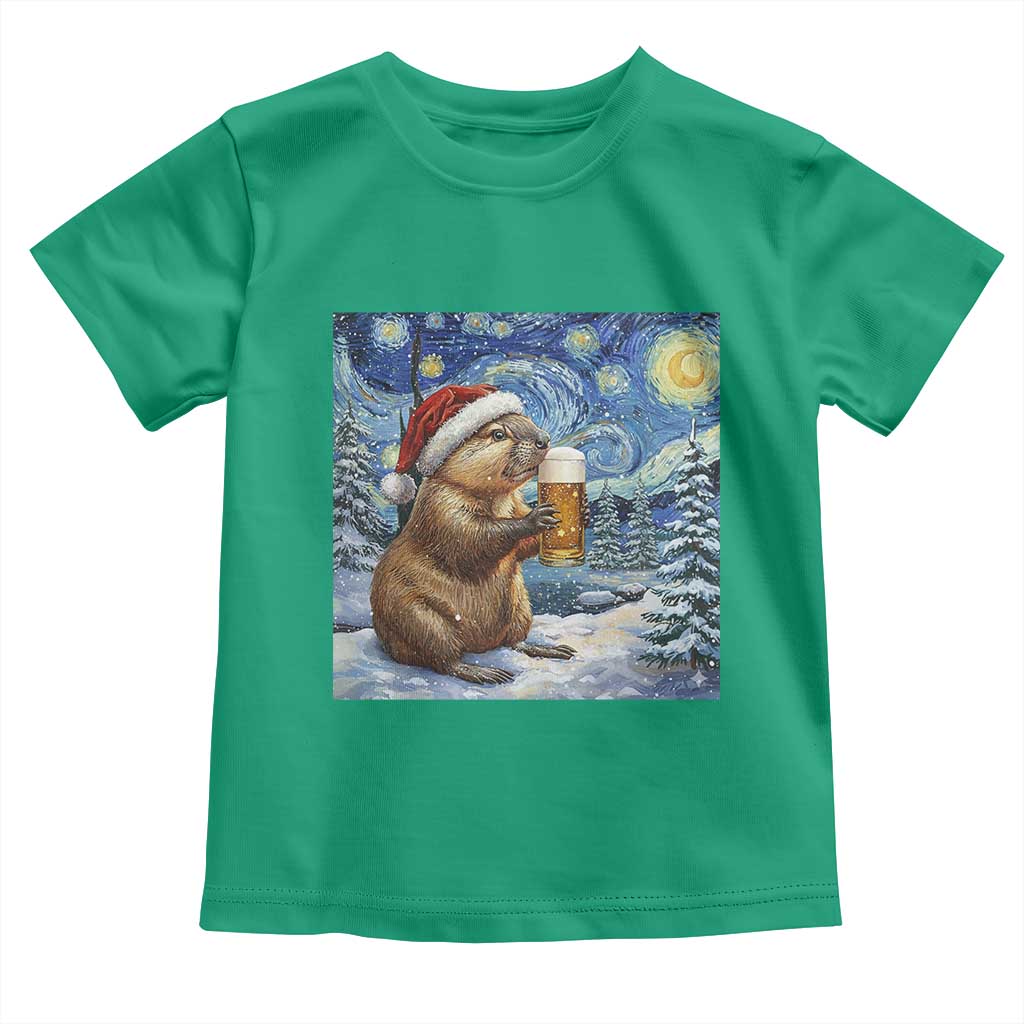 Otter Beer Christmas Toddler T Shirt Starry Night Van Gogh TS14 Irish Green Print Your Wear