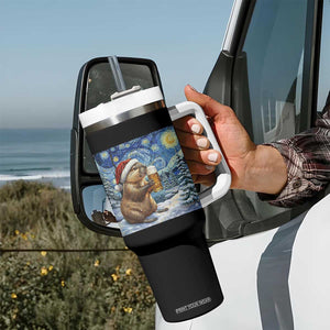 Otter Beer Christmas Tumbler With Handle Starry Night Van Gogh TS14 Print Your Wear
