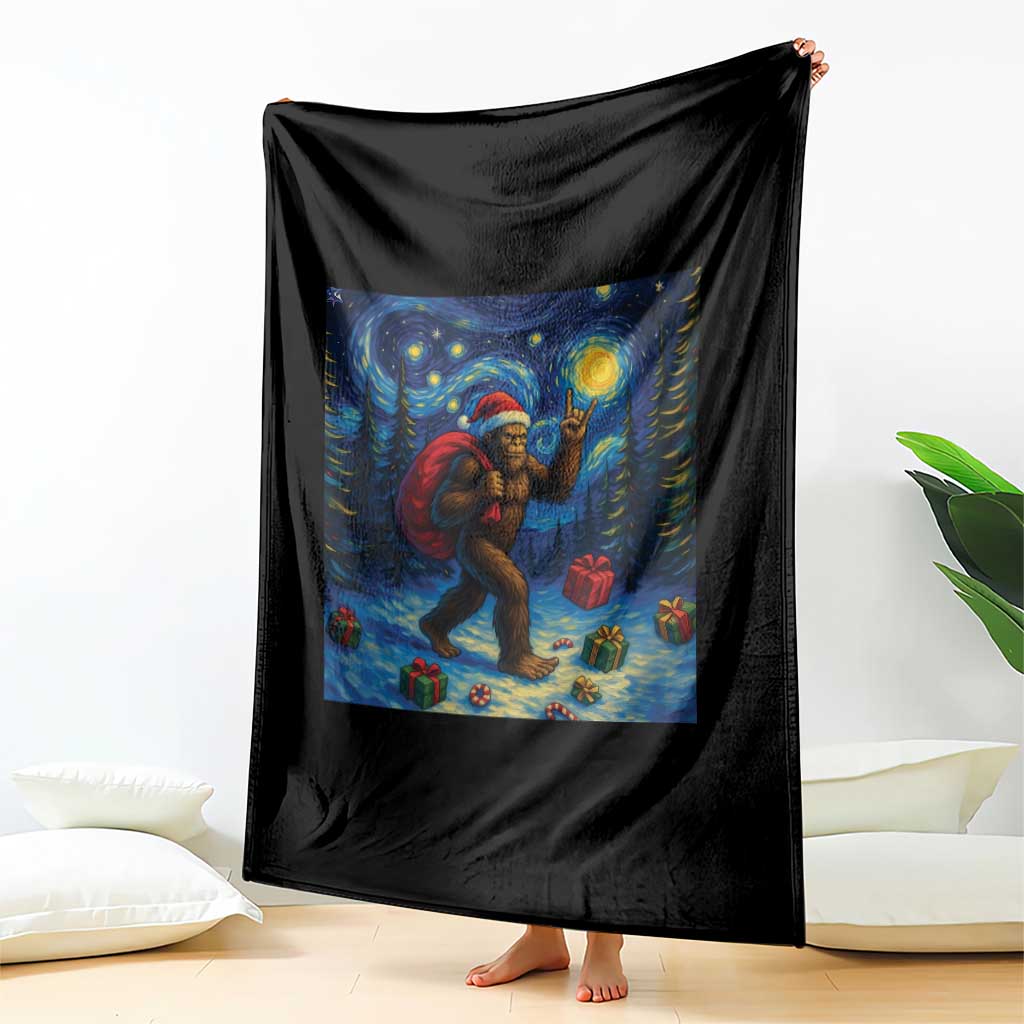 Bigfoot Christmas Throw Blanket Starry Night Van Gogh TS14 Print Your Wear