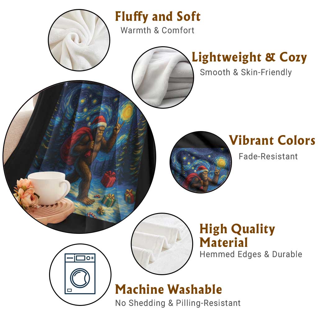 Bigfoot Christmas Throw Blanket Starry Night Van Gogh TS14 Print Your Wear