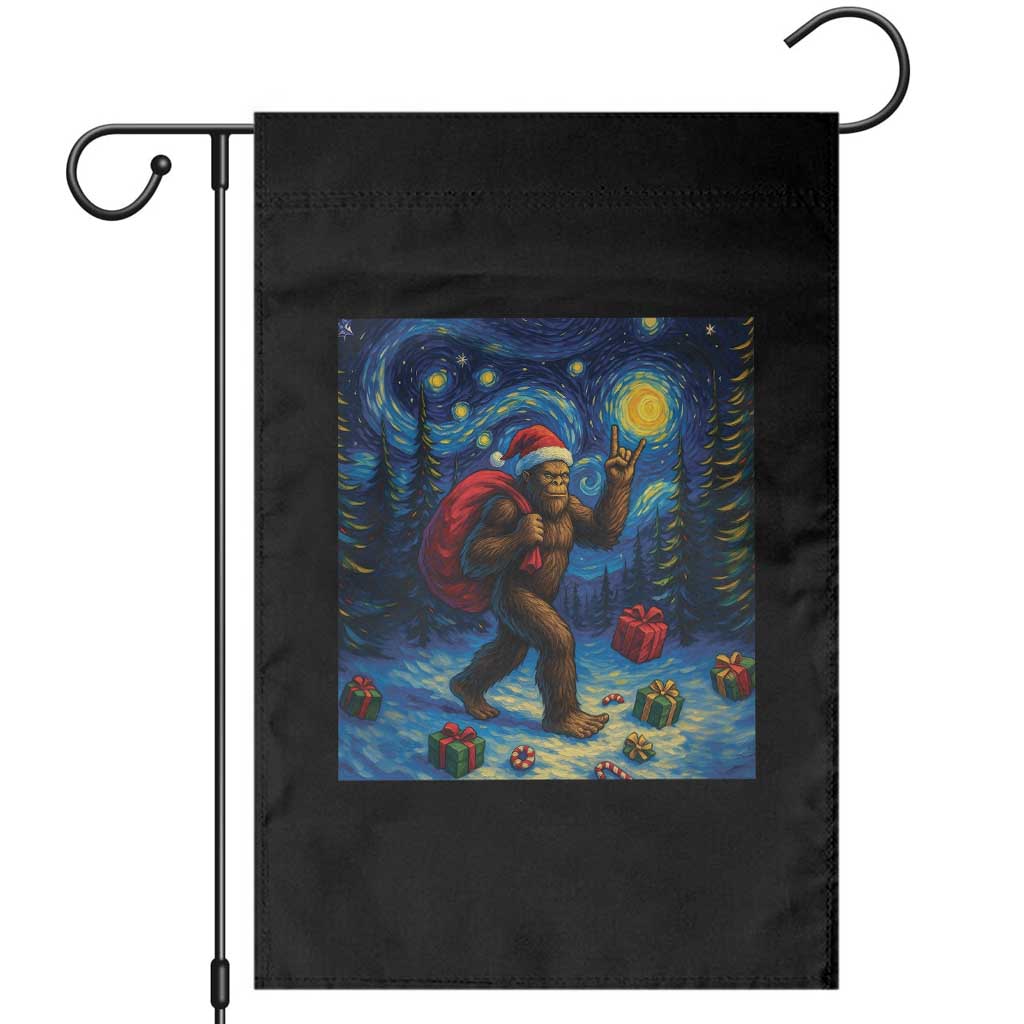 Bigfoot Christmas Garden Flag Starry Night Van Gogh TS14 Black Print Your Wear