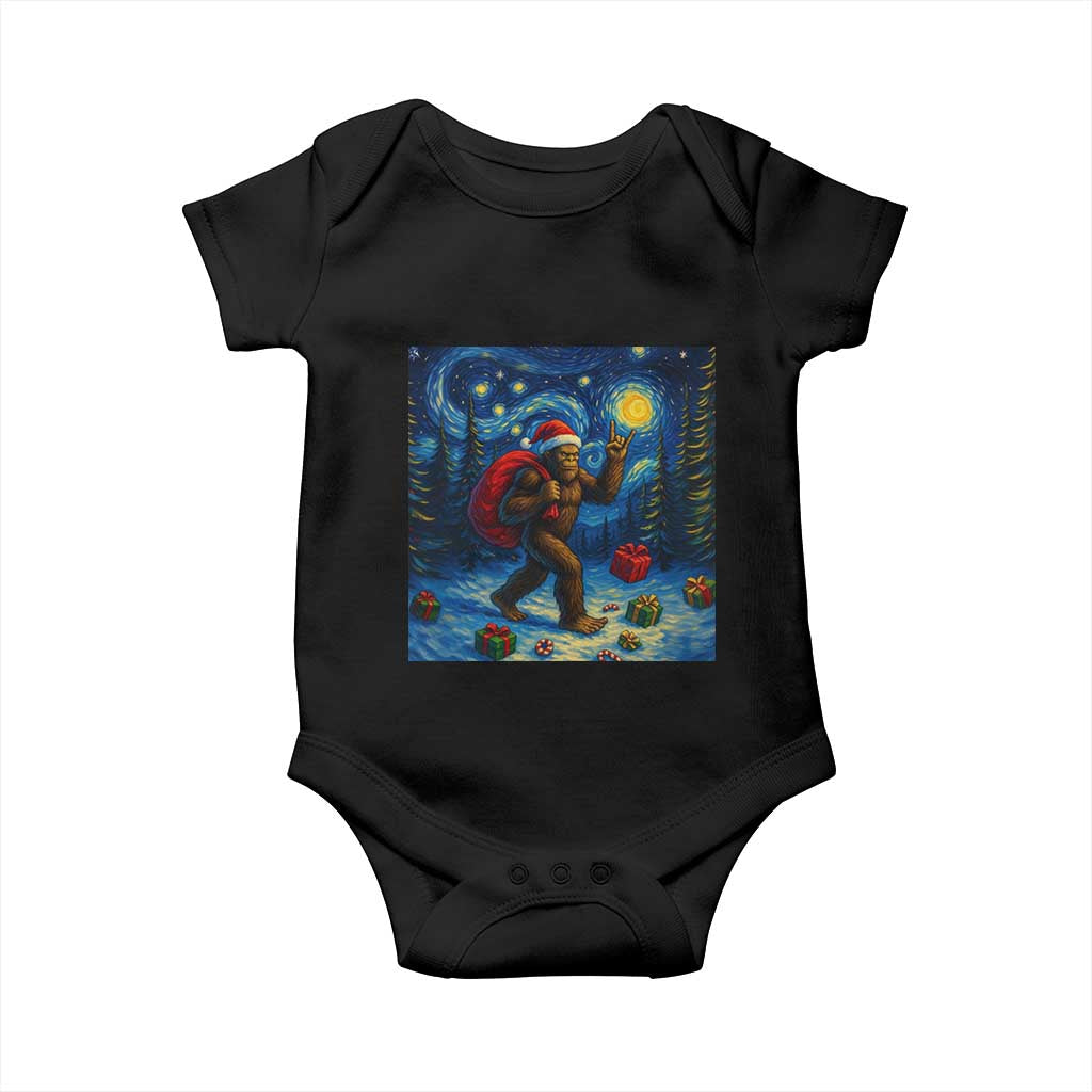 Bigfoot Christmas Baby Onesie Starry Night Van Gogh TS14 Black Print Your Wear