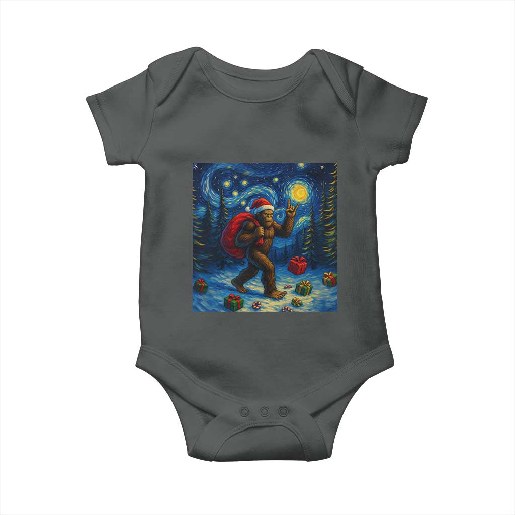 Bigfoot Christmas Baby Onesie Starry Night Van Gogh TS14 Dark Heather Print Your Wear