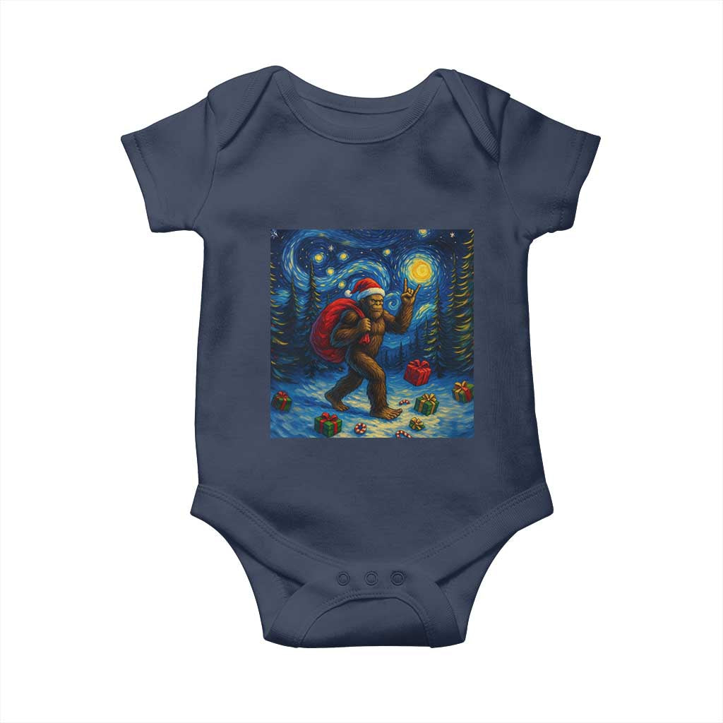 Bigfoot Christmas Baby Onesie Starry Night Van Gogh TS14 Navy Print Your Wear