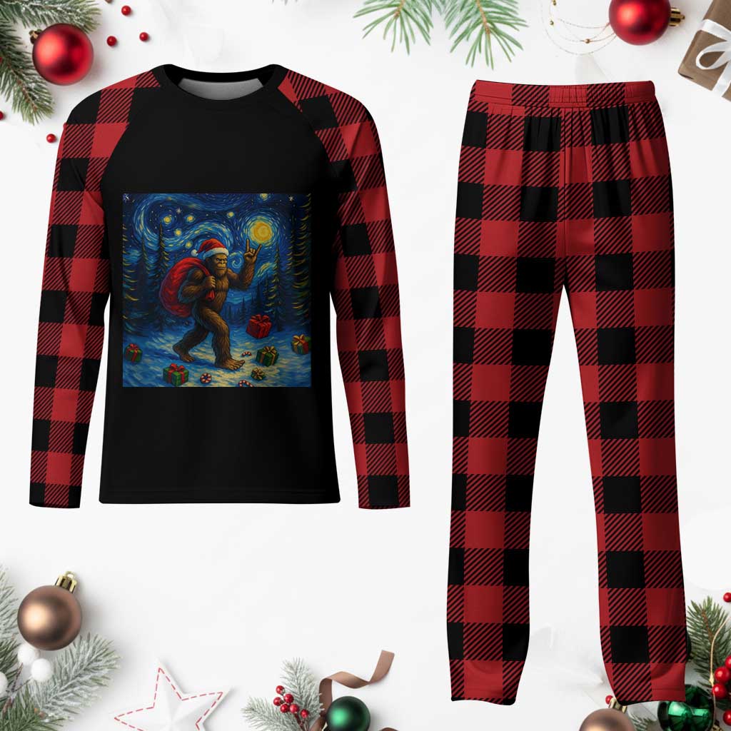 Bigfoot Christmas Plaid Pajama Set Starry Night Van Gogh TS14 Buffalo Plaid Print Your Wear