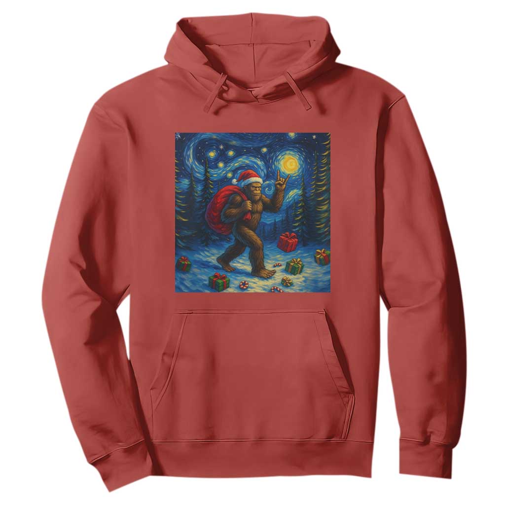 Bigfoot Christmas Hoodie Starry Night Van Gogh TS14 Red Print Your Wear