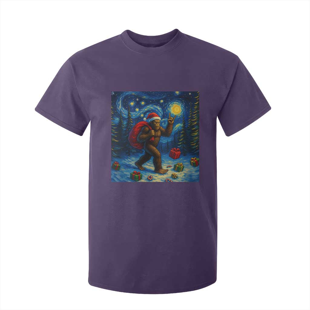 Bigfoot Christmas T Shirt For Kid Starry Night Van Gogh TS14 Purple Print Your Wear